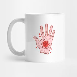 Flowers in Hand Red Mug